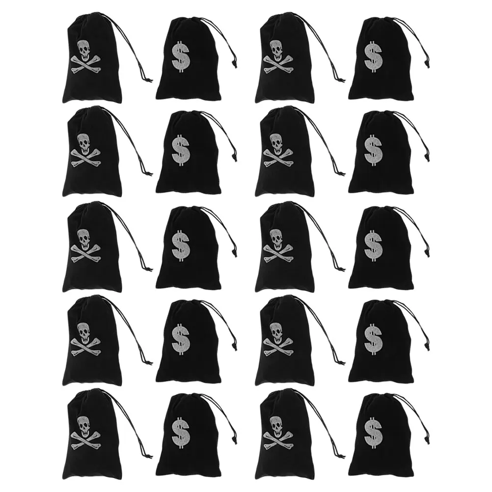 

20pcs Skull Pirate Treasure Pouch 12x9 5 Golden Coins Bag Halloween Party Gift Storage Bag