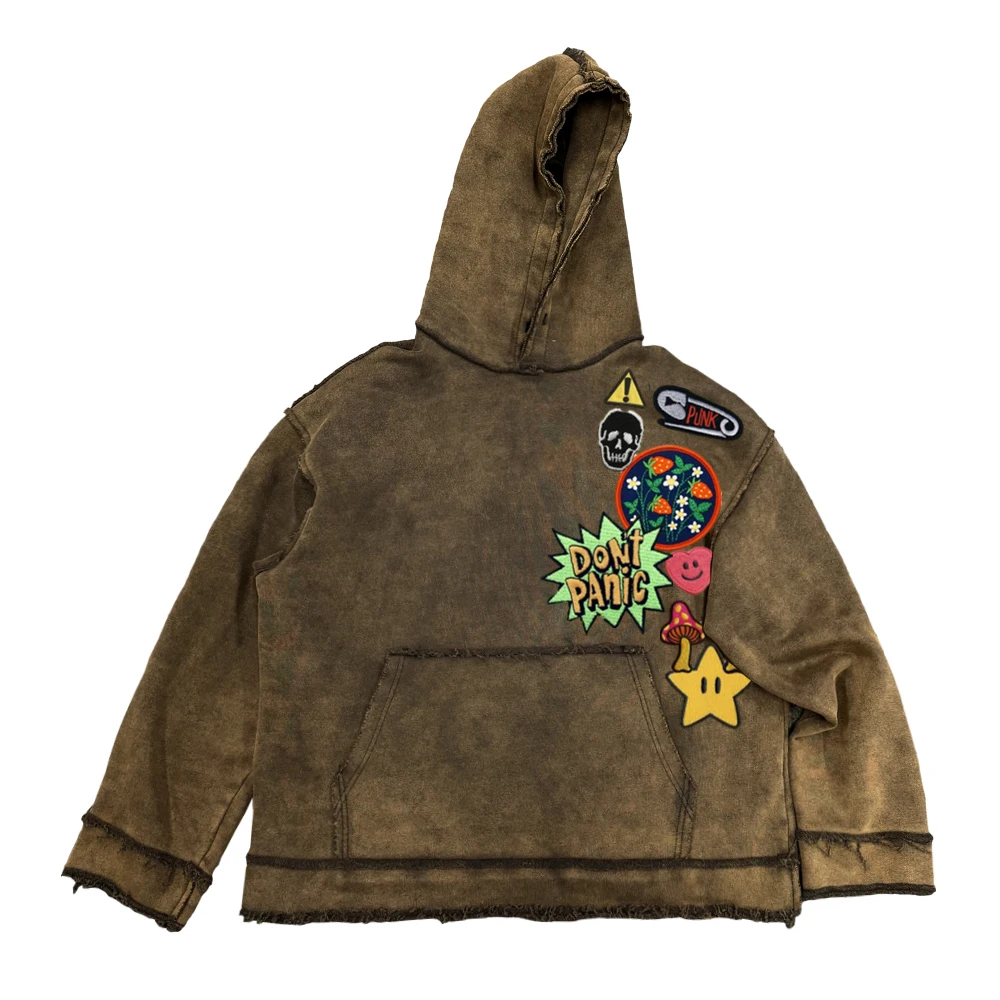 

Свитер в американском ретро-стиле, тяжелый, с потертостями, с капюшоном, для пар, из смесового хлопка и полиэстера, длинный рукав