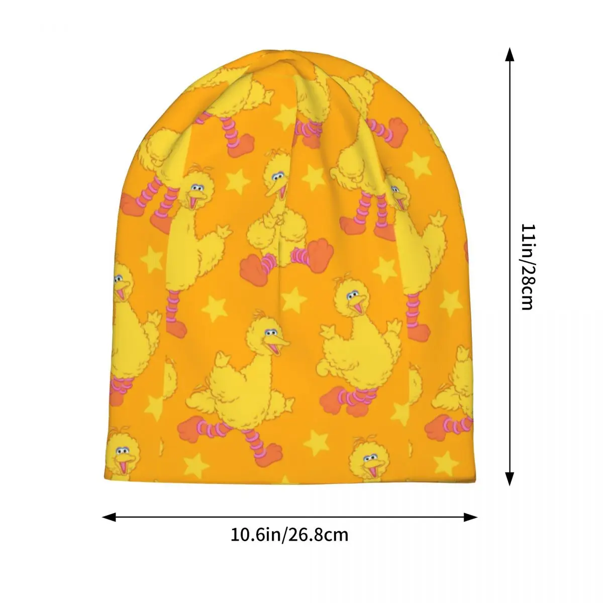 Sesame Street Cartoon Cap Big Bird Hip Hop Adult Street Skullies Beanies Hat Spring Warm Dual-use Bonnet Hats