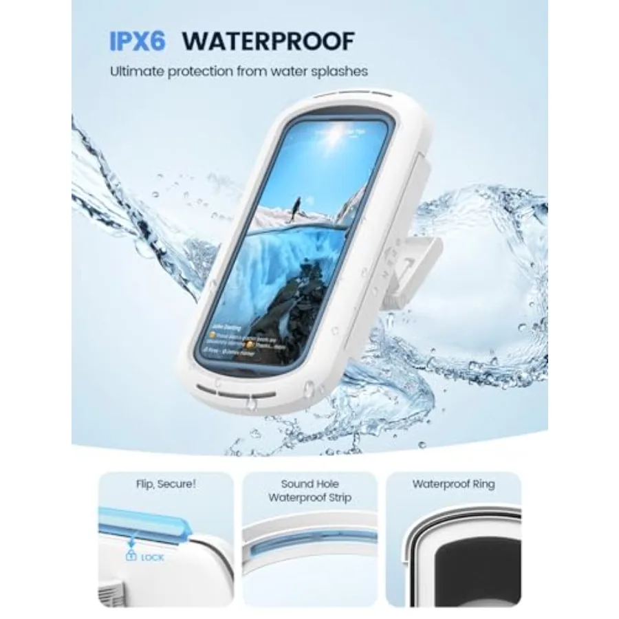 Shower Phone Holder with Speaker Holes, IPX6 Waterproof Clear Sound and 480° Rotation Shower Case Accessories, Waterproof Bathr - view 3