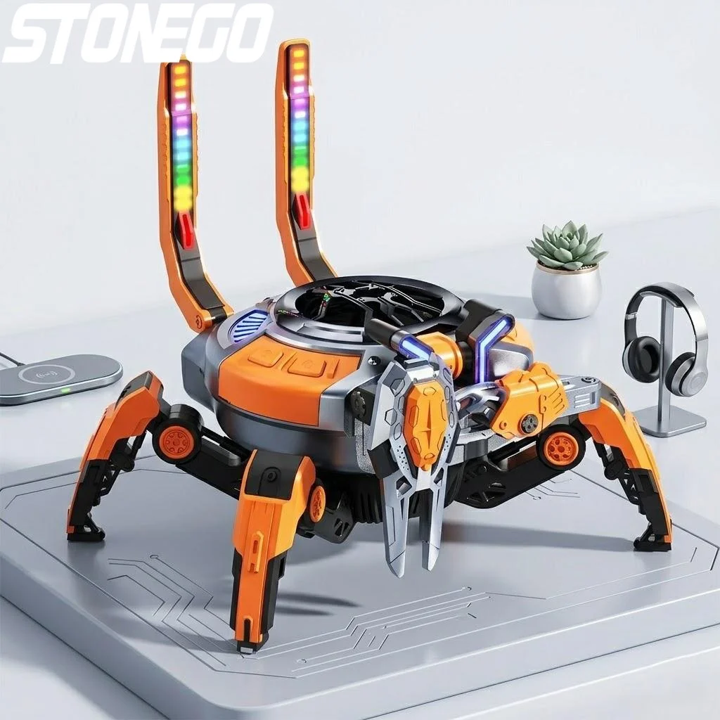 

Bluetooth Speaker Mechanical Crab Design 10W Stereo Bass Multicolor LED 5.0 TWS 8H Playtime Portable Outdoor Speaker
