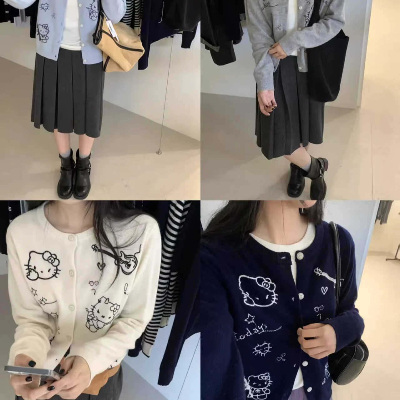 

MINISO cartoon embroidered sweater cardigan