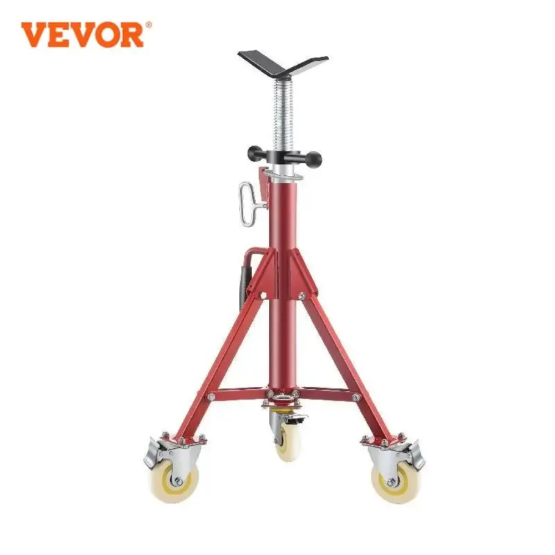 VEVOR Pipe Holding Stand with Roller Head V-Head 2/4 Ball Transfer Folding Tripod Jack 12in Pipeworking Supporting Clamped Tool