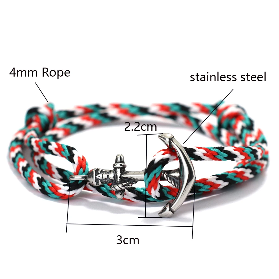 Nautical Anchor Men Bracelet Apparel Accessories Multicolor Adjustable Ethnic Rope Braslet Adventure Cycling Homme Hand Pulseira