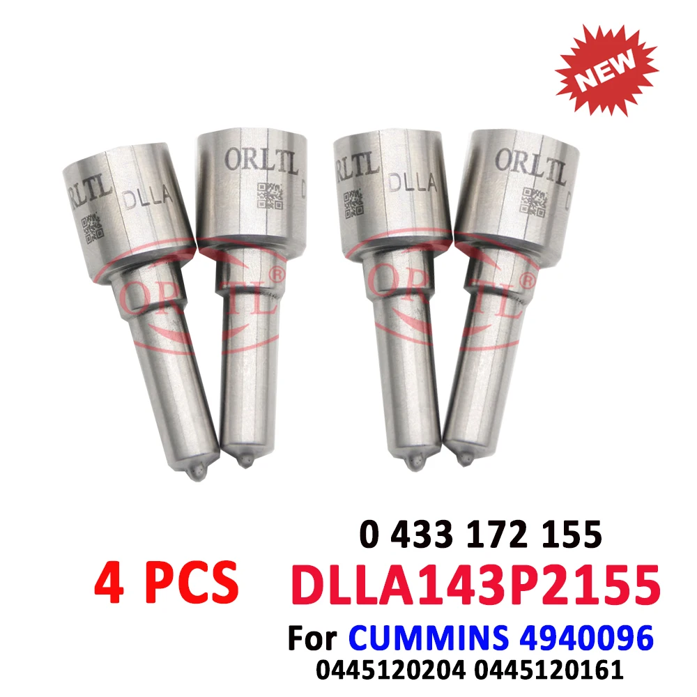 

4PCS DLLA143P2155 Common Rail 0 433 172 155 Diesel Injector Nozzle DLLA 143P 2155 For CUMMINS 4940096 0445120161 0445120204