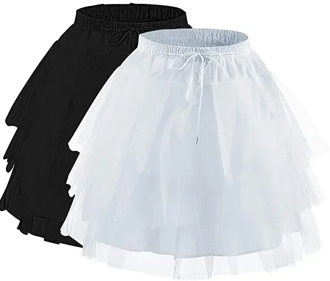 Flower Girls Hoopless Petticoat Slip with 3 Layers Elastic Kids Crinoline Underskirt