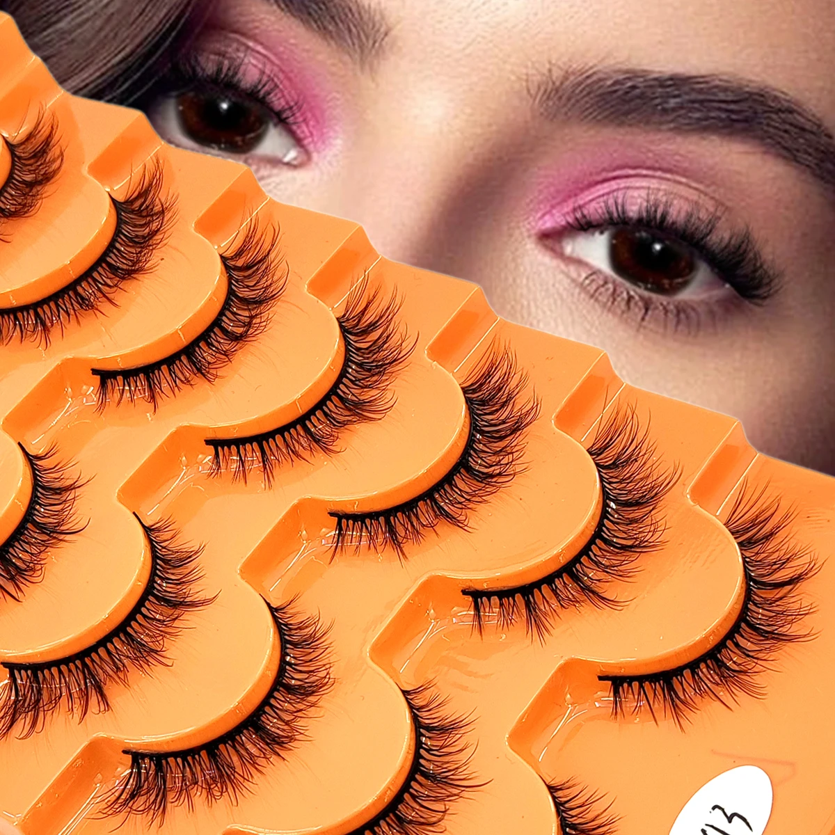 HBZGTLAD 7 Paar flauschige, schlanke, gekreuzte Wimpern, weiche, lange, dicke, lockige Wimpern, dramatische Make-up-Verlängerungsstreifen, wiederholt