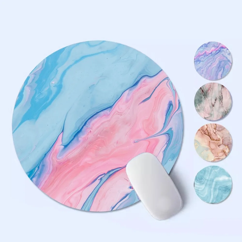 

Marble Mousepad 20x20cm Round Desktop Desk Mat Kawaii Gaming Accessories Students Writing Pad Mouse Pad for PC Desk Pad