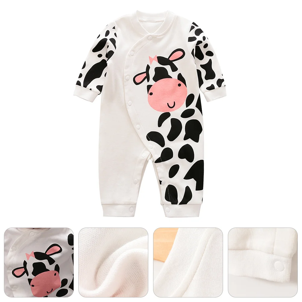 

Lovely Cow Pattern Baby Romper Soft Comfortable Infant Jumpsuit Button Design Breathable Spring Autumn Toddler Clothes Gift
