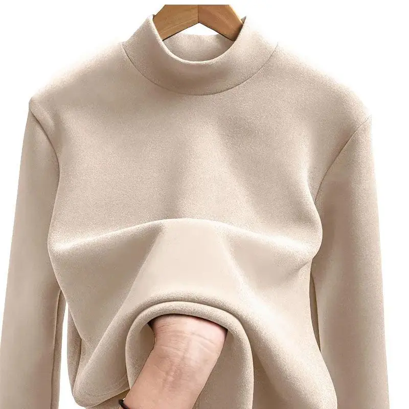 

Double-sided Fleece Warm Base Shirt Men Women Long Sleeve Half High Collar T-shirt Autumn Winter Thermal Underwear