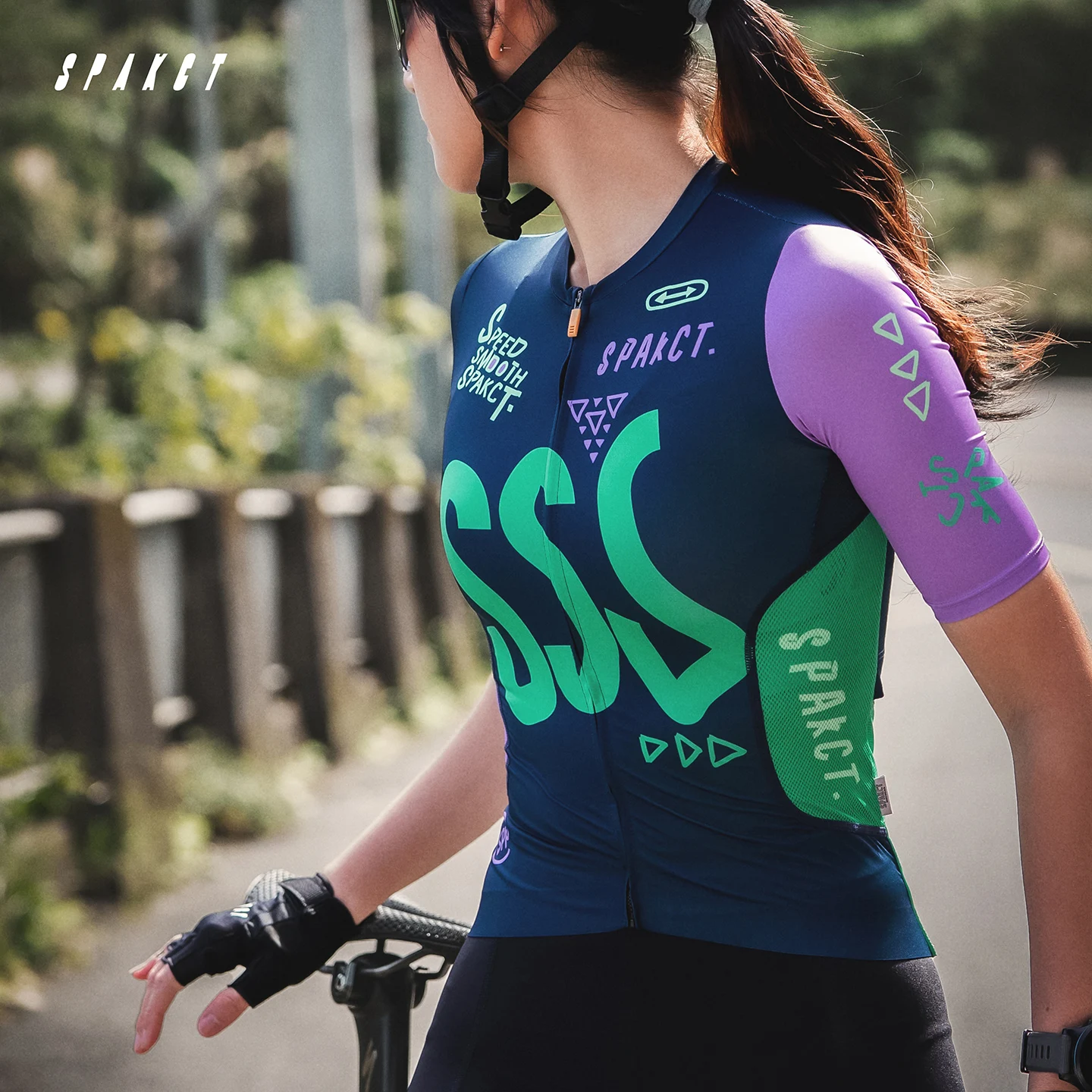 

Spakct Women's Short Sleeve Cycling Jersey Summer Thin Lightweight UV Protection Breathable MTB Road Bike Bicycle Riding Clothes