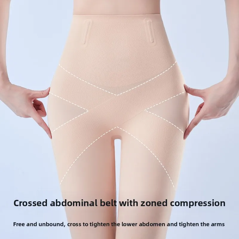 

Summer Ice Silk High Waist Tummy Control Panty Fishbone Shaping Panties Anti Exposure Butt Lifting Body Shaping Tights Women