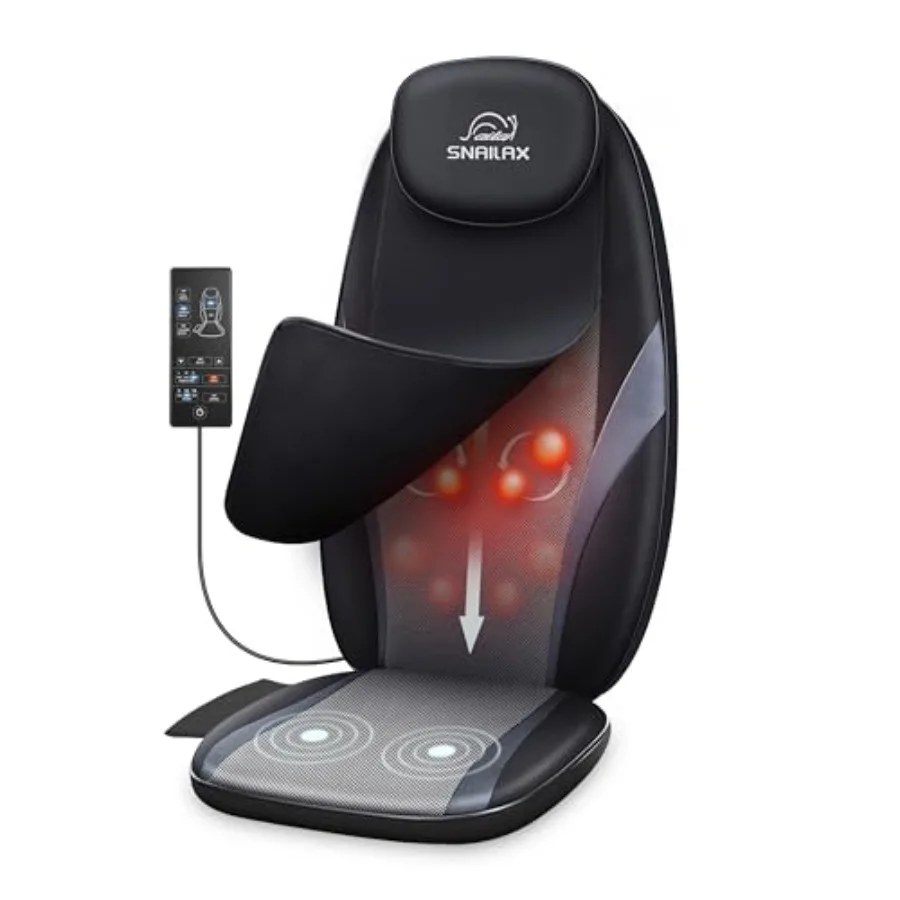 

Neck and Back Massager with Heat for Office Home Use Deep Tissue Chair Pad with 10 Kneading Nodes in Black Pain Relief Gift for