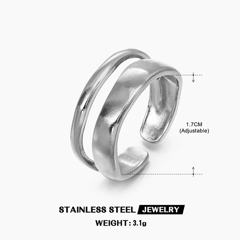 Double-Deck Punk Vintage Adjustable Open Rings for Couples