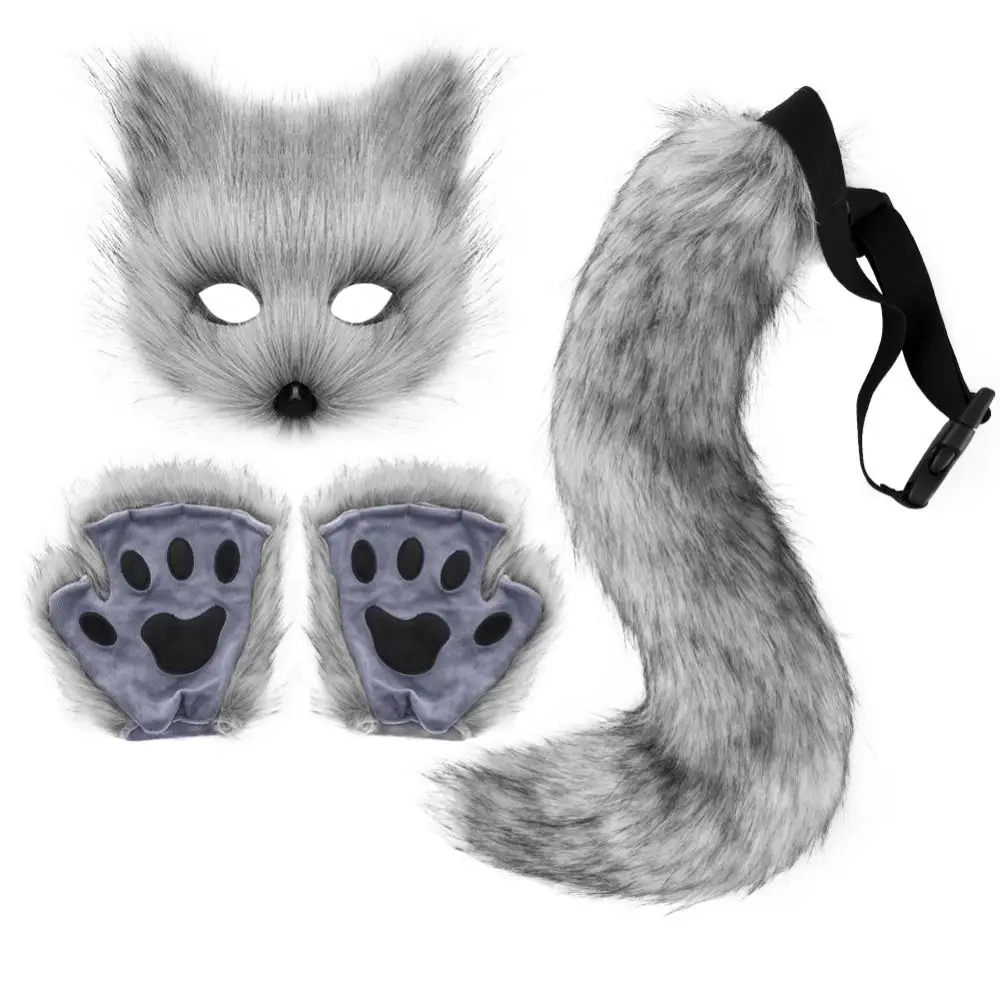 

1set Plush Halloween Cosplay Accessories Claw Mask Halloween Animal Cosplay Props Outfit Photo Prop Animal Cosplay Props