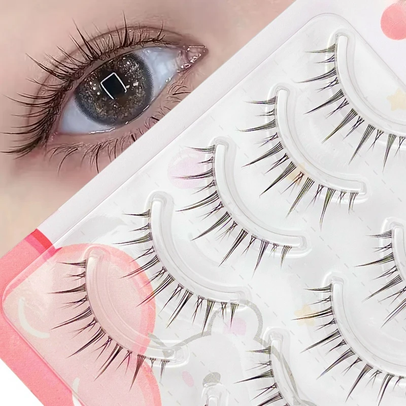 5 أزواج من الرموش الصناعية الممتدة - مظهر طبيعي، عين قطة مدببة، رموش صناعية على الطراز الكوري - خفيفة الوزن وقابلة لإعادة الاستخدام