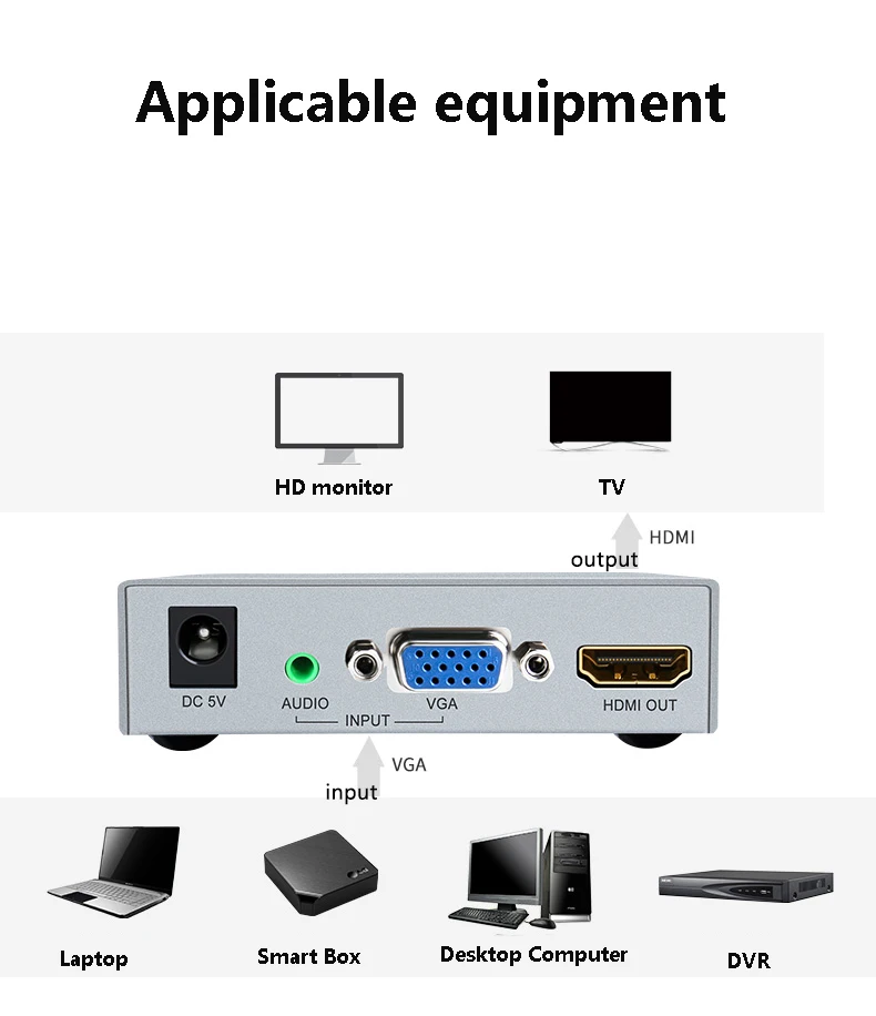 DTECH adaptateur VGA vers HDMI 1080p Transmission Audio et vidéo convertisseur VGA vers HDMI pour ordinateur de bureau ordinateur portable boîte intelligente