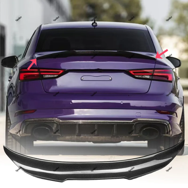 For Audi A3 S3 RS3 8V Sedan 2013-2020 PSM Style Rear Boot Spoiler Car Rear Trunk Lip Spoiler Wing Rear Roof Spoiler Cap Tuning view 2