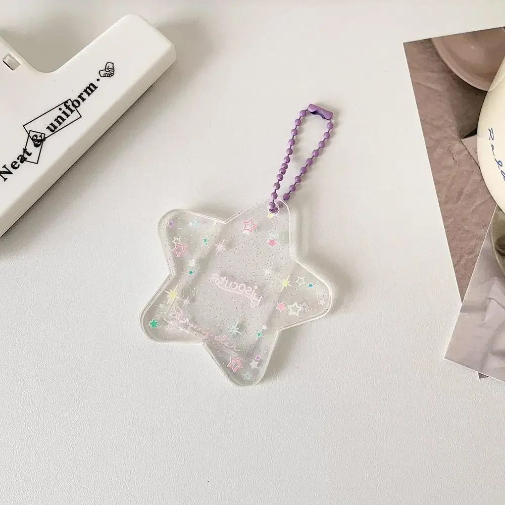 Tragbarer Fotokartenhalter aus Acryl mit glitzerndem Stern, Schlüsselanhänger, 2,5 cm, Ausweishülle für Studenten, Kpop Idol, Fototasche, langlebige Kartenaufbewahrung