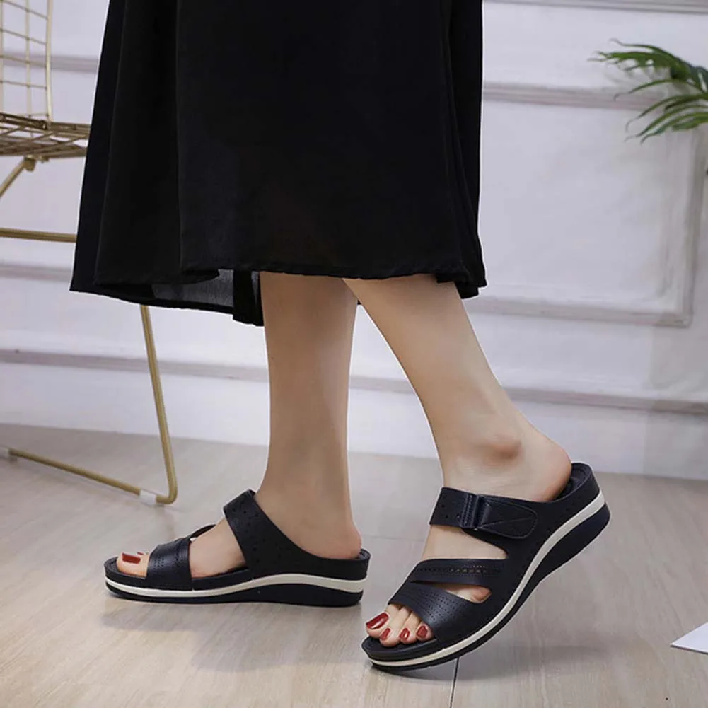 Stitched Sandals for Women, Casual Thick Sole, Open Toe Slippers, Fashion