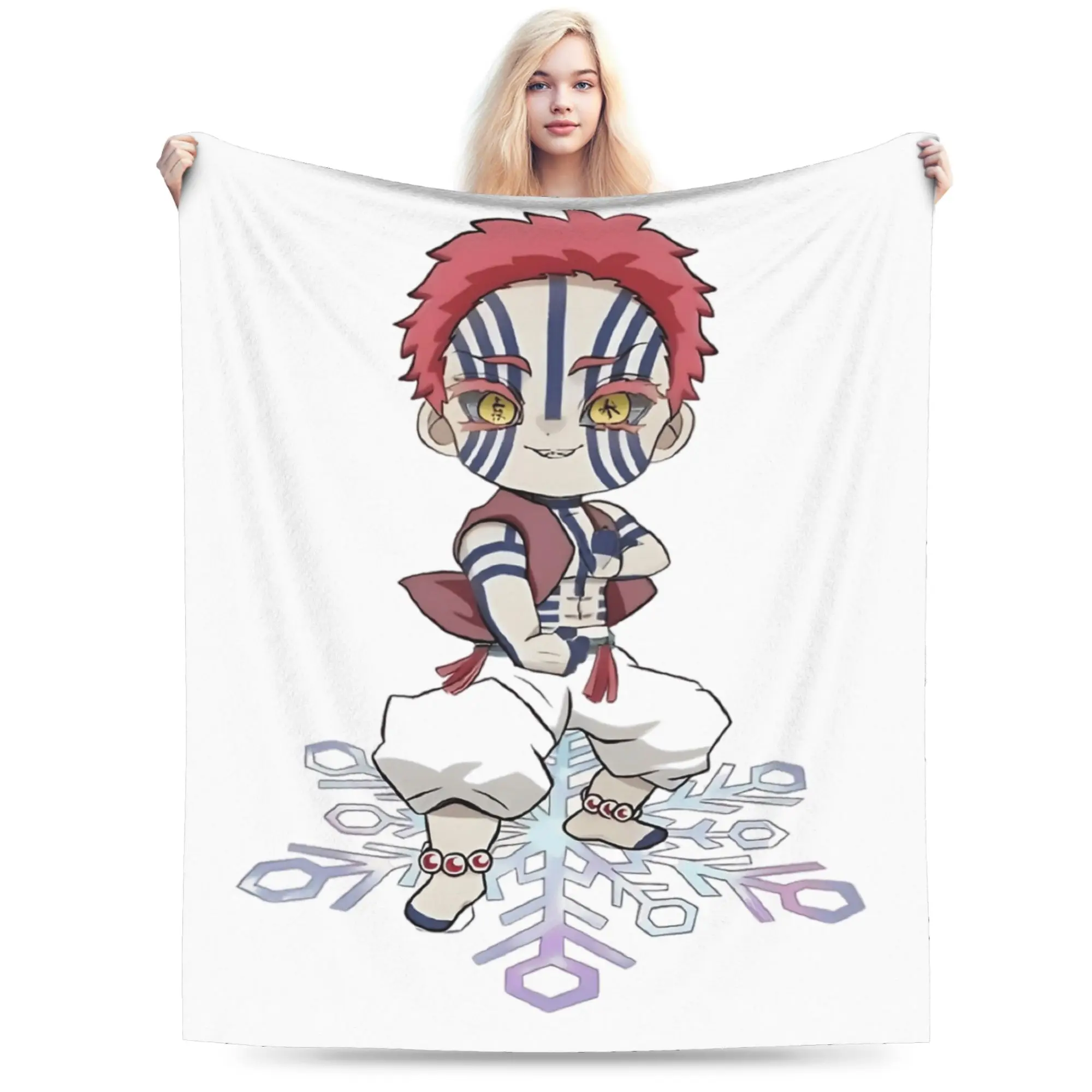 

Akaza the Third Demoned Slayered Anime Blankets Flannel Print Ultra-Soft Throw Blankets for Home Travel Rug Piece