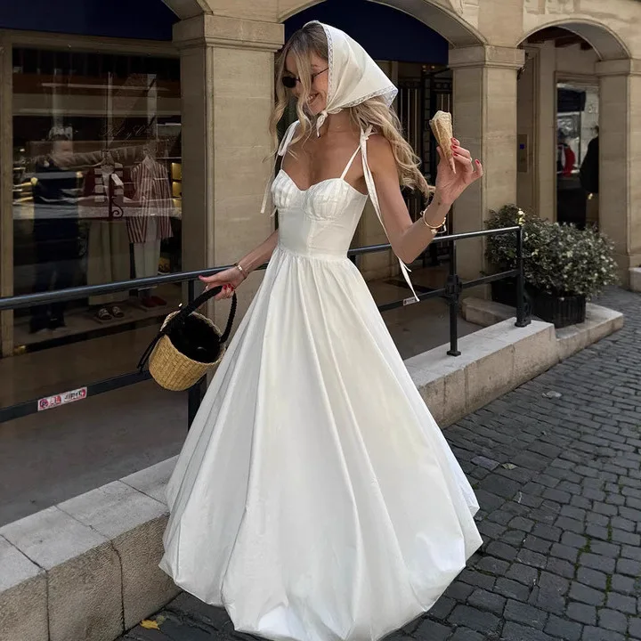

Ele Summer Bubble Skirt Dr Women Casual Svel High Waist Gown Fairy T Sle Draped Quali Faionable Dr