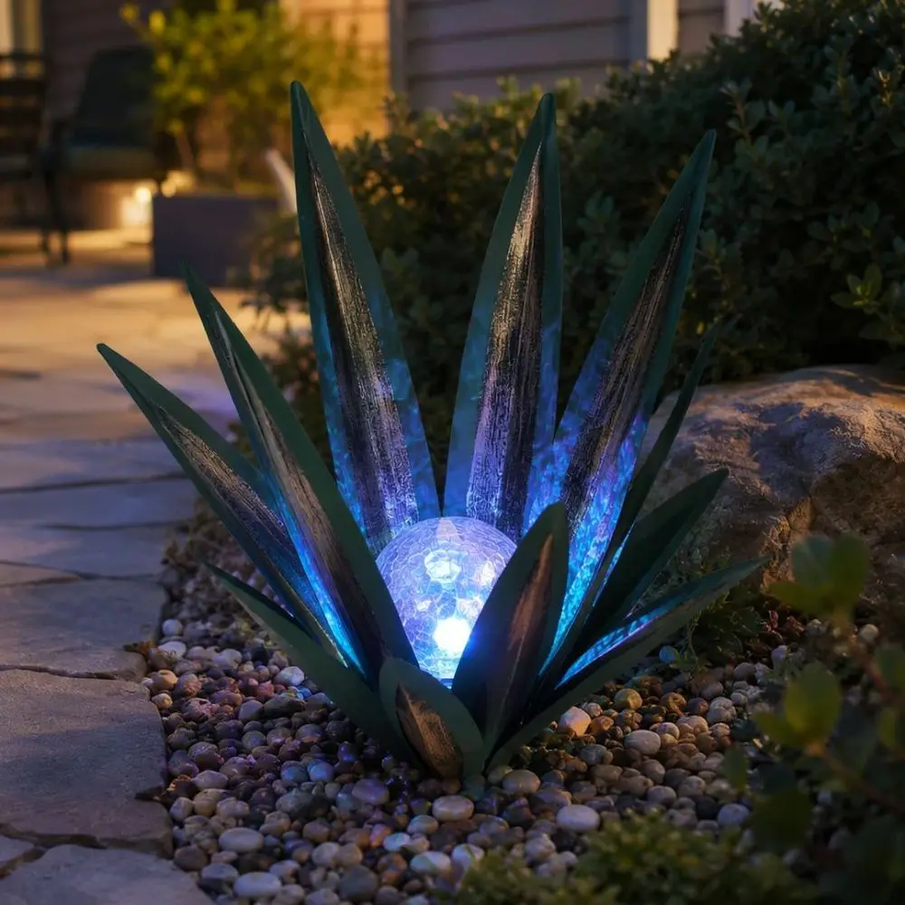 solar-agave-garden-stake-light-outdoor-yard-decor-led-metal-plant-sculpture-waterproof-path-lawn-lamp-backyard-ornament