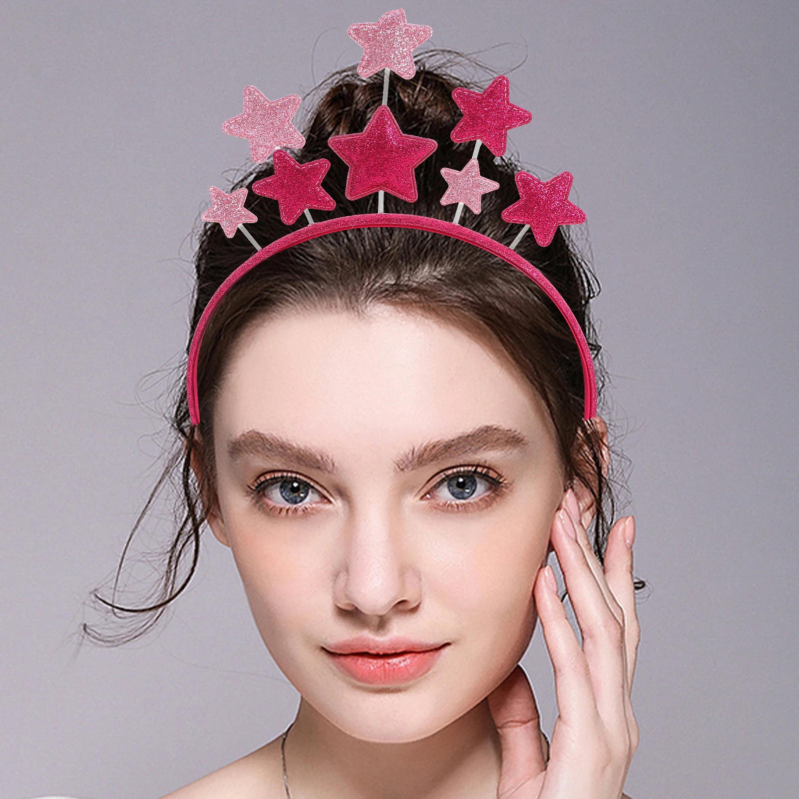 

Glitter Star Headband Cute Hairbands Kids Women Party Cosplay Festival Birthday Christmas Five-Pointed Star Design Plastic