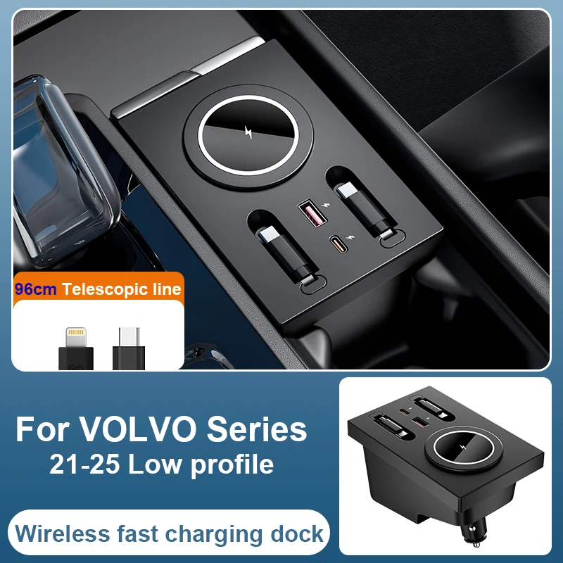 

Magnetic adsorption Wireless Charging Holde For Volvo XC60 XC90 S90 V90 V60 S60 Super Fast Charging explansion dock USB Type-C