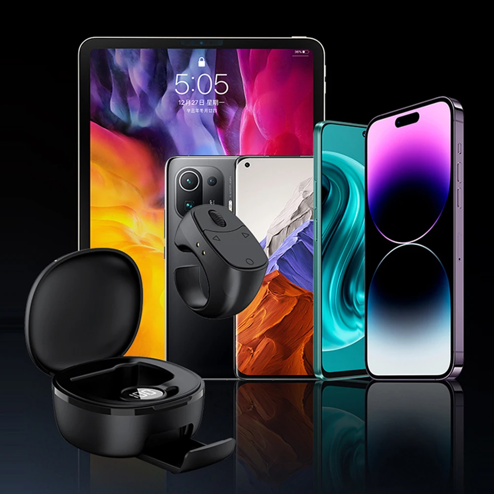 Scrollring Bluetooth-compatibel 5.3 Draadloze camerasluiter Multifunctionele selfieknop Digitaal display voor smartphones