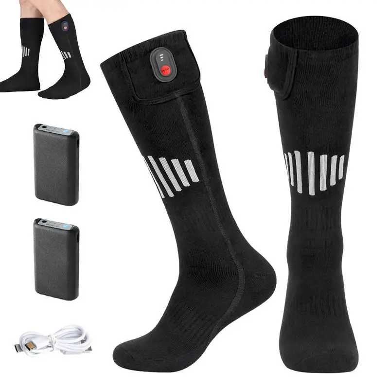 Heated Socks Rechargeable Electric Heated Socks Warm Sock Long Stocking 5V Fast Heating Winter Warmth Supplies Outdoor Warm Sock