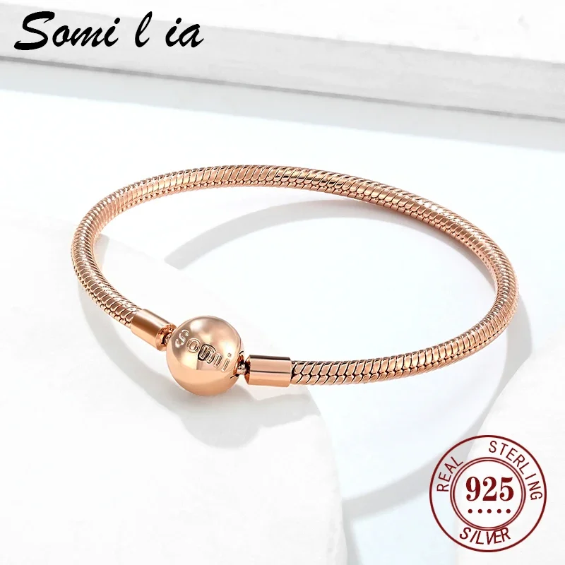 SOMILIA-Hot selling 100% 925 pure silver round  tube body and snake bone bracelet fine jewelry feminine gift