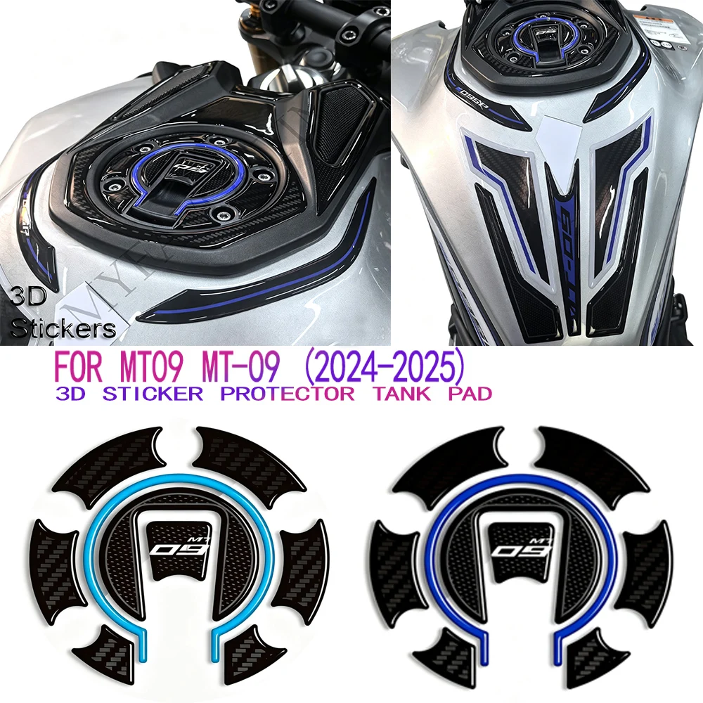 For Mt09 MT-09 MT 09 2025 Motorcycle Tank Pad Cap Grips Gas Fuel Kit Knee Stickers Decals Protection 2024  MT - 09