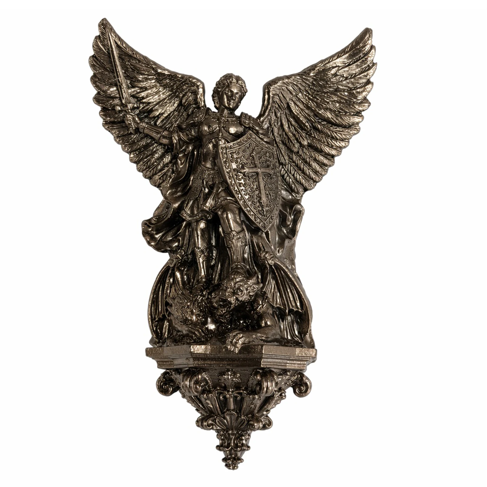 8inch/20cm Archangel Michael Wall Lamp Bronze Finish Modern Angel Gold Wall Lights for Home Living Room Bedroom Bedside Decor