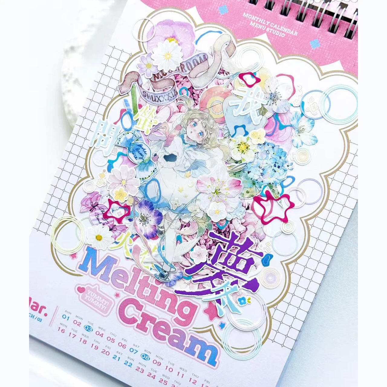2026 Monatsplanungskalender mit Macaron-Rand, kreatives DIY-Tagebuch, Material, Collage, Studentenbedarf, Schreibwaren
