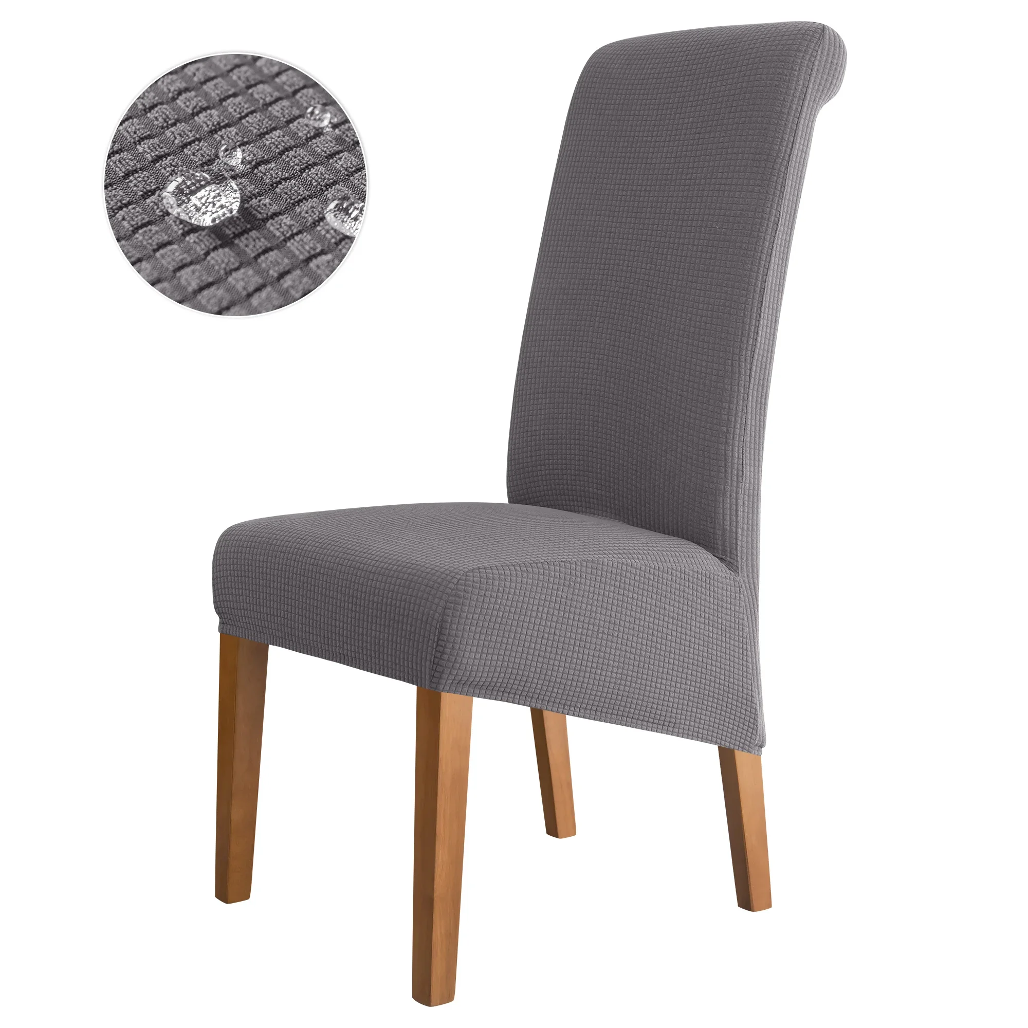 Wasserabweisender Stuhlbezug mit hoher Rückenlehne, Jacquard-Stretch, Stuhlhussen in XL-Größe für Esszimmer, schmutzabweisend, pflegeleicht, Sitzschutz