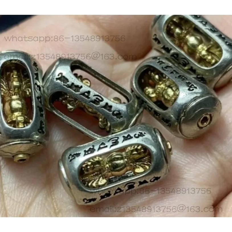 No. 22 197 pure copper six-character hollow inlaid pestle barrel beads, one factory direct sales