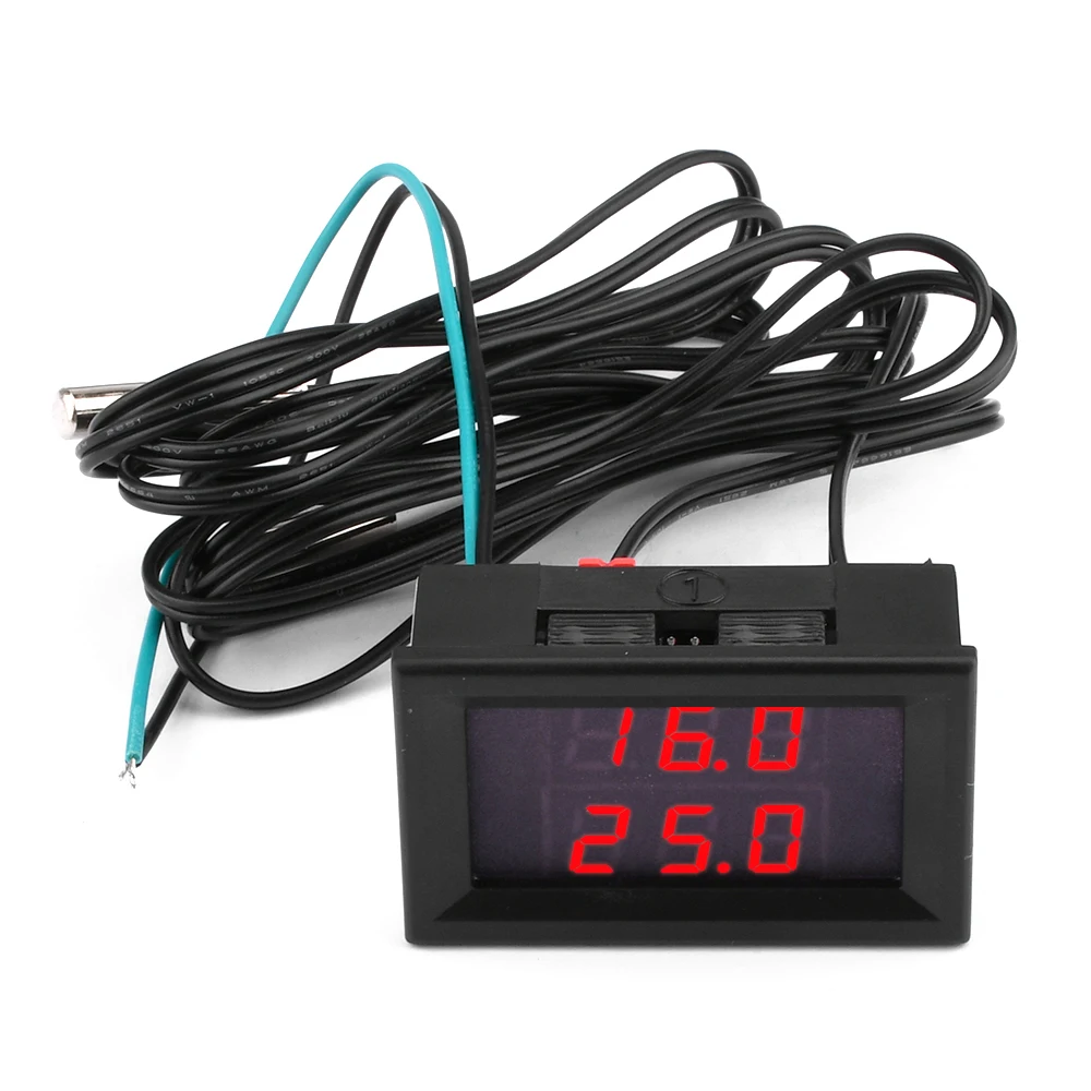 H28TT DC 4-28V LED three-digit Dual Display Digital Thermometer Thermometer NTC Metal Waterproof Probe Temperature Sensor