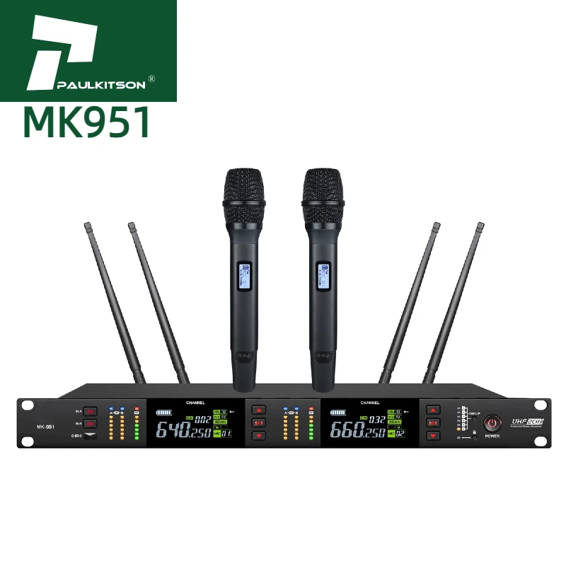 Microfono TLF Paulkitson MK951 Sistema musicale professionale True Diversity Microfono wireless UHF e accessori