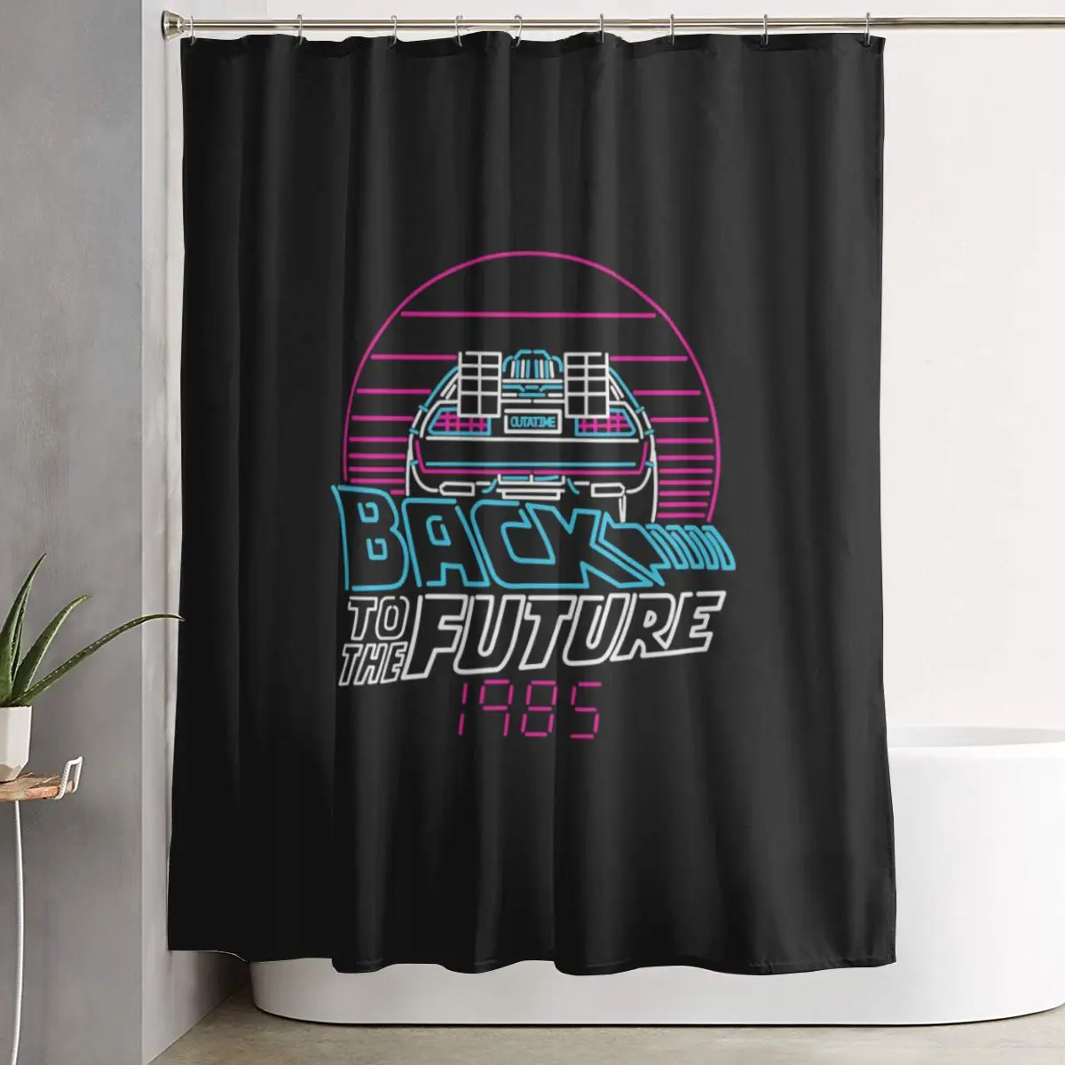 

Back To The Future 80s Delorean Future Shower Curtain Bathroom Polyester Waterproof Bath Curtains with Hooks
