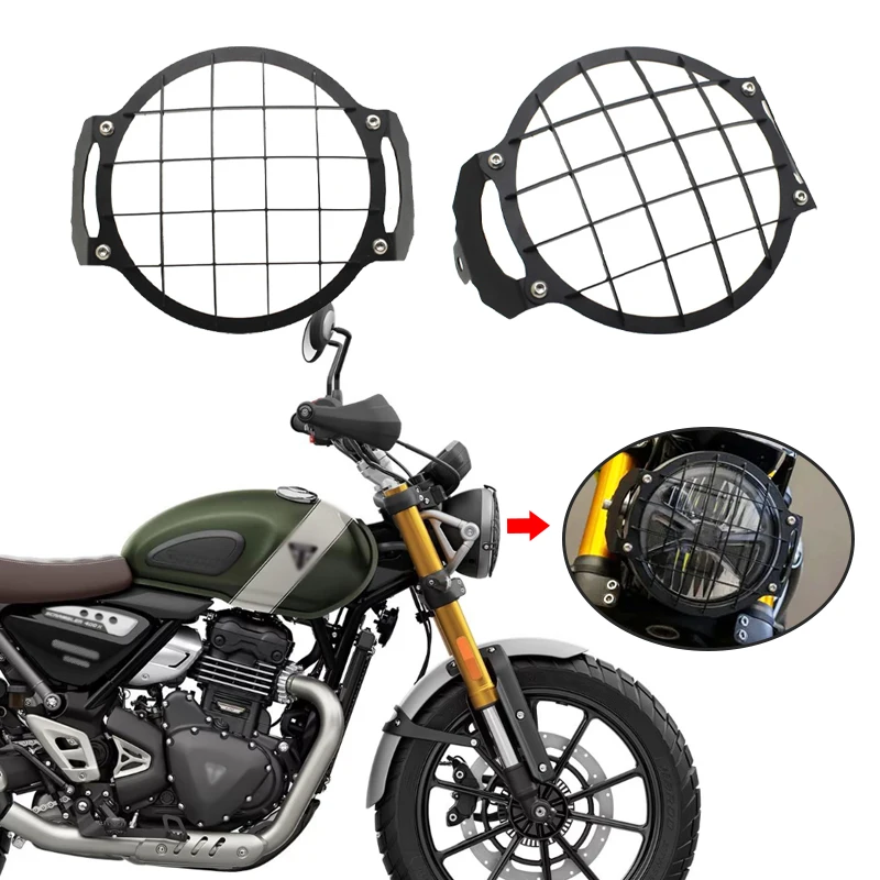 Speed400 Scrambler400X Motorcycle Protective covers Retro Headlight guard Headlight Grill Fit For Speed 400 Scrambler 400X 2024-