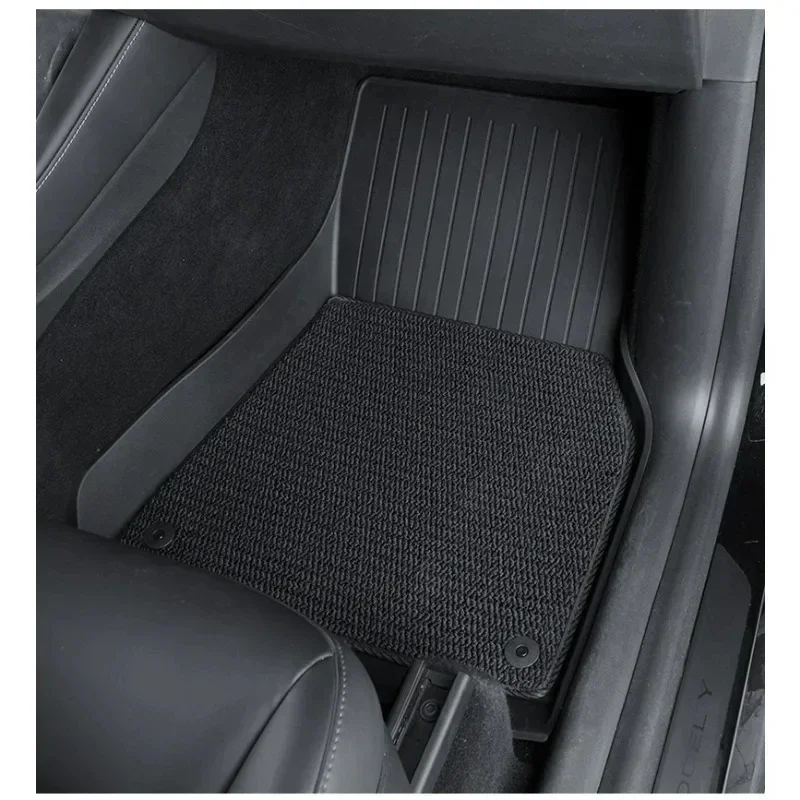 Car Floor Mats For Tesla Model 3 Y Accessories Double Layer 3D TPE Menis Carpet Velvet Waterproof Cargo Liner Rudder Floor Liner