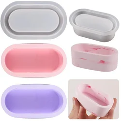 Oval Candle Jar Silicone Molds Cement Plaster Mini Flower Pot Concrete Wax Box Candle Tray Injection Mould Home Decor DIY Crafts