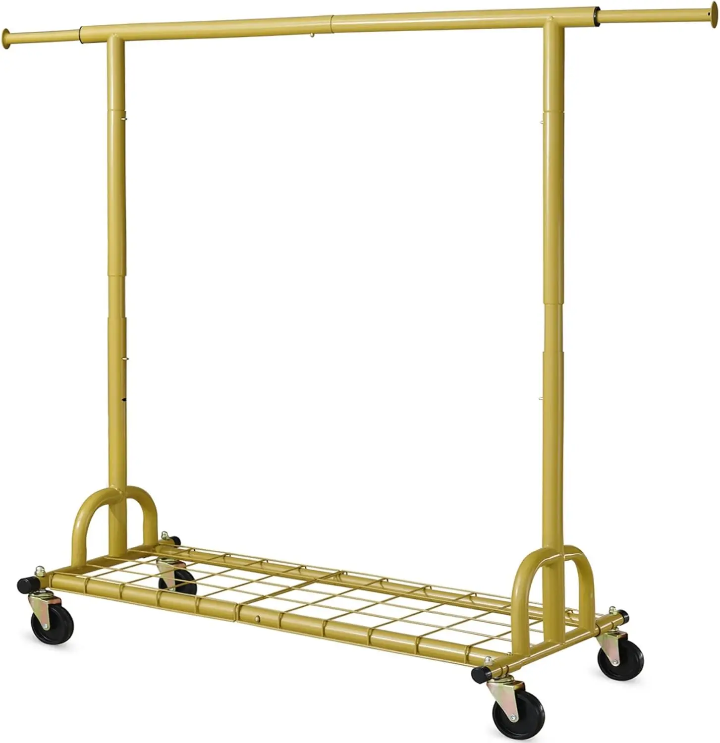 Clothes Rack Heavy Duty Clothing Rack Gold Load 525 LBS, Collapsible Garment Rack for Hanging Clothes Commercial Coat Rack wi