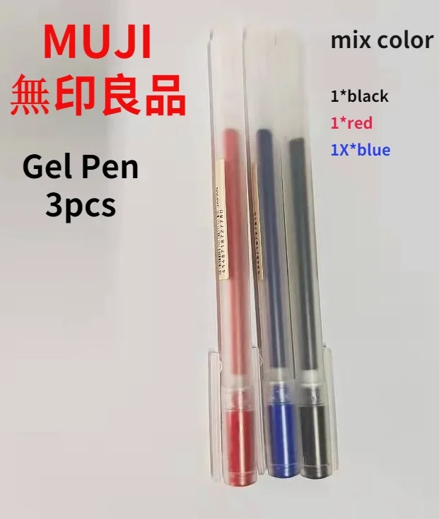 3Pcs 0.38mm 0.5mm Gel Pen Black/Blue/Red Ink Japan Color Pen Office School Gel Pen Stationery MUJIs Gel Pen School Gift