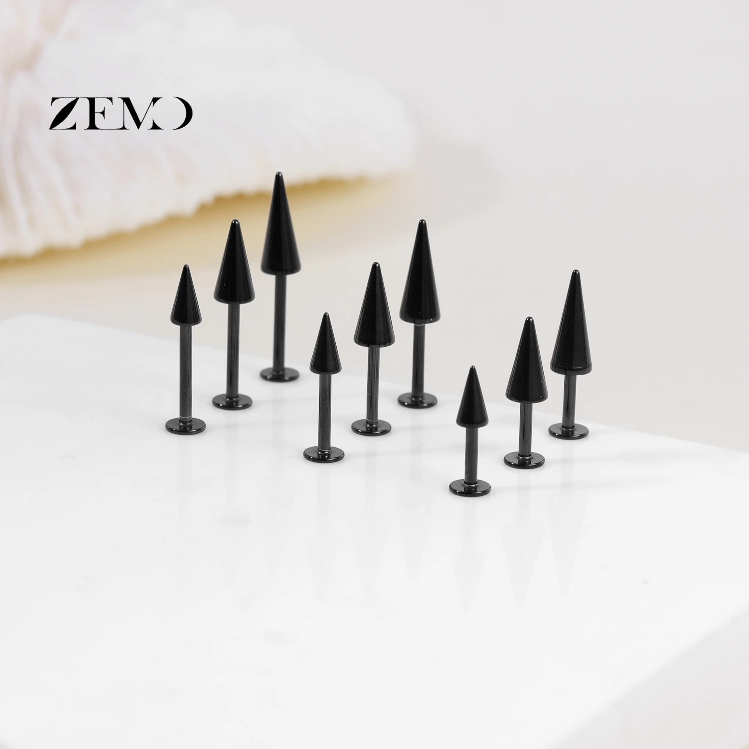 10PCS Stainless Steel Spike Labret Lip Piercing Set