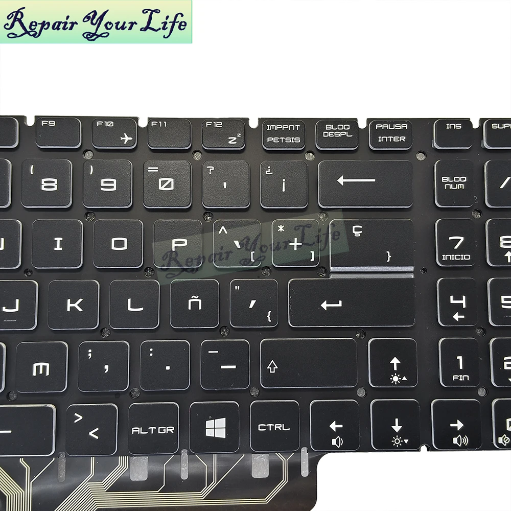 Imagem -03 - Teclado Latino Retroiluminado Rgb Backlight Colorido Teclado Espanhol Msi Gs75 Gp75 Gl75 Gf75 Ge75 Gp65 Gt76 Ms17e1 Ms-17e2