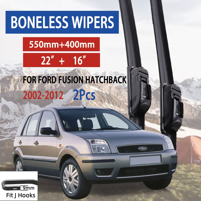 For Ford Fusion Hatchback  2002-2012 Car Windshield Wiper U-type Soft Rubber Frameless Bracketless Car Wipers 22\