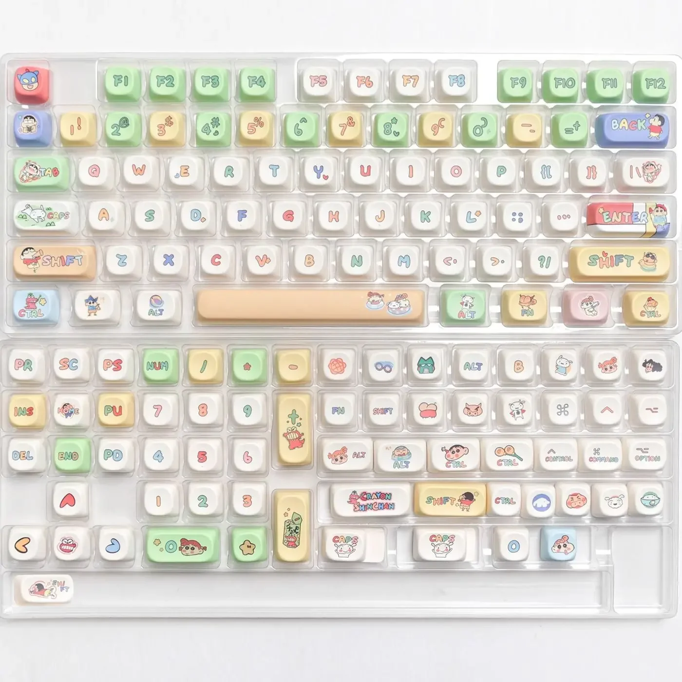 138 kunci profil MOA PBT Keycap lucu Anime Crayon MX tutup Keyboard sakelar untuk 60/64/84/98/108 tutup kunci Keyboard mekanis game