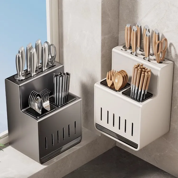 Knife holder kitchen rack wall-mounted high-value kitchen knives  chopsticks cartridge  integrated multi-functional storage rack